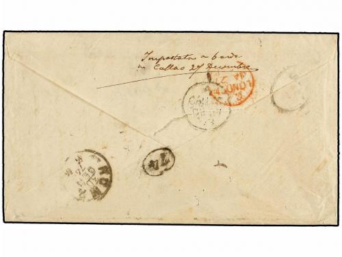 ✉ PERU. 1873. CALLAO a ROMA. Circulado sin sellos tasada a l
