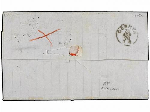 ¿ PUERTO RICO. 1876. MAYAGUEZ a GÉNOVA. Circulada con sellos