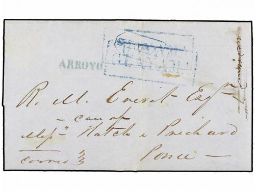 ✉ PUERTO RICO. 1850. GUAYAMA a PONCE. Carta completa con tex