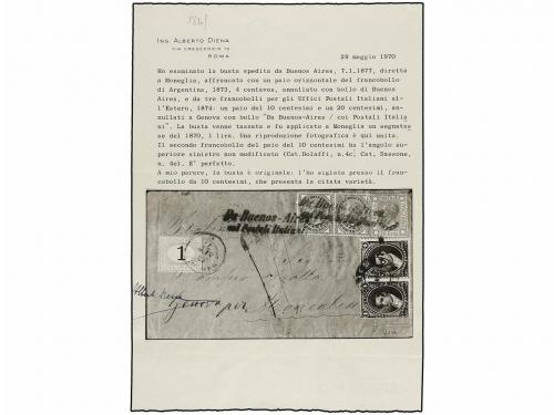 ✉ ARGENTINA. 1877. BUENOS AIRES to MONEGLIA. Circulated with
