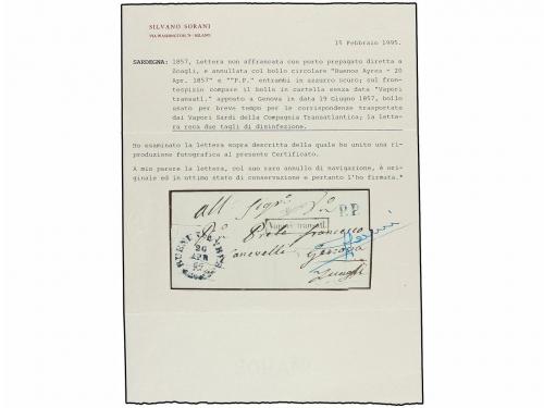 ✉ ARGENTINA. 1857. BUENOS AIRES to GENOA. Entire letter with