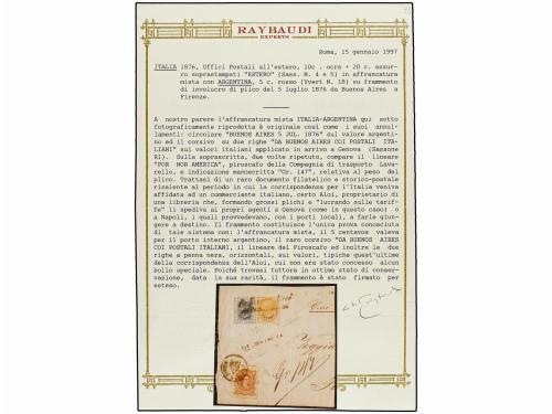 ¿ ARGENTINA. 1876. BUENOS AIRES a ITALIA. Fragmento de carta