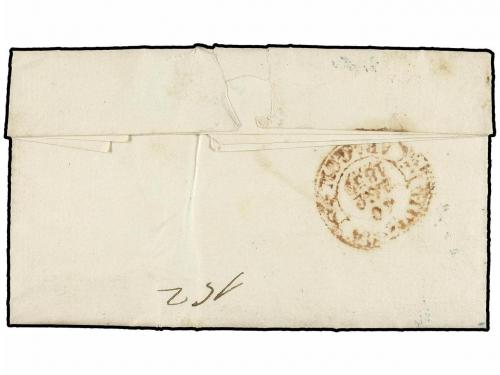 ✉ ESPAÑA. Ed. 1A. 1850. JACA a HUESCA. 6 cuartos negro, mat.