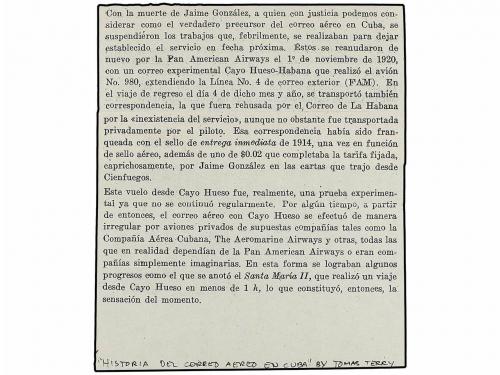 ¿ CUBA. 1920 (1 Noviembre). VUELO EXPERIMENTAL KEY WEST-HABA