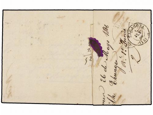 ✉ ESPAÑA: PREFILATELIA. 1866. BARMEN (Alemania) a ZARAGOZA. 