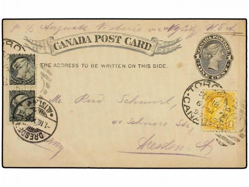 ✉ CANADA. 1894. TORONTO to GERMANY. 1 cent. black postal sta