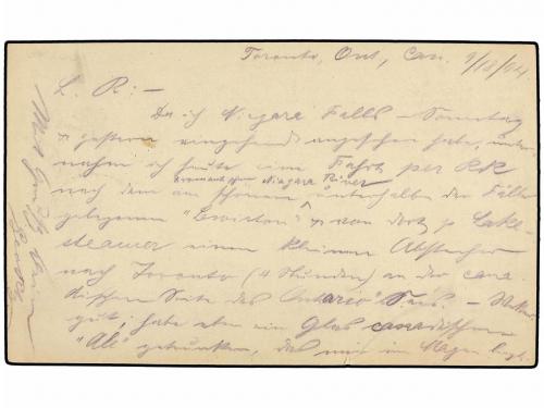 ✉ CANADA. 1894. TORONTO to GERMANY. 1 cent. black postal sta