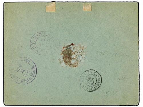 ✉ MARRUECOS. 1898. TANGER a U.S.A. 5 cts. verde (2), 25 cts.