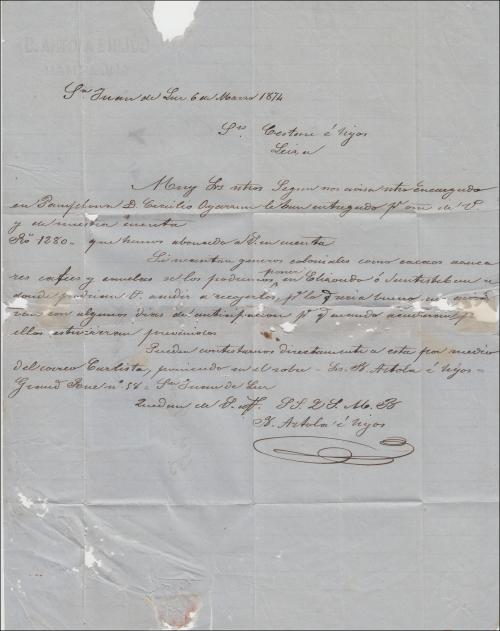 ¿ FRANCIA. Yv. 60. 1874 (6 Marzo). SAN JEAN DE LUZ a LEIZA (