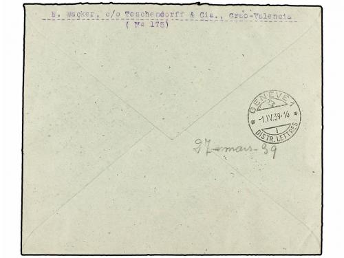 ✉ ESPAÑA. Ed. 791, 745 (10), 753 (2). 1939. VALENCIA a SUIZA