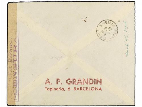 ✉ ESPAÑA. Ed. 761/62, 769, 744/45. 1938. BARCELONA a TARBES.