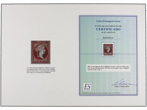 (*) CUBA. Ed. 4. Y 1/4 s. 2 reales carmín. Interesante varie