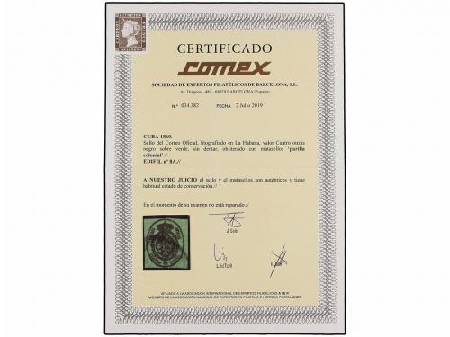 ° COLONIAS ESPAÑOLAS: CUBA. Ed. 8R. 4 onzas negro s. verde L