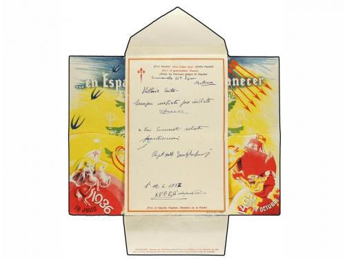 ✉ ESPAÑA GUERRA CIVIL. 1937. BADAJOZ a ITALIA. Sobre Patriót