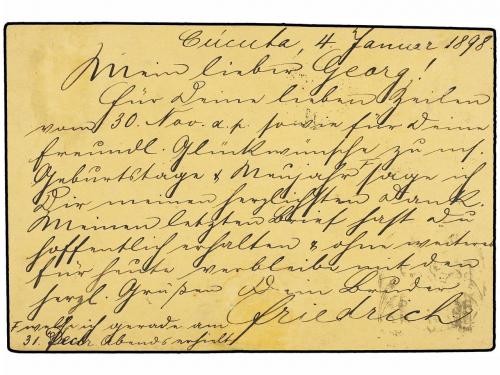 ✉ COLOMBIA. 1898. CUCUTA a ALEMANIA. Entero postal de 2 ctvo