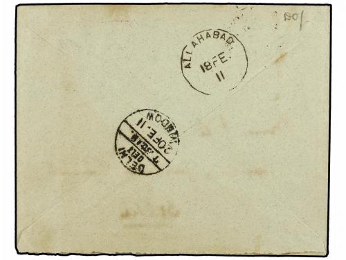 ✉ INDIA INGLESA. 1911 (2 Febrero). ALLAHABAT-NAINI. FIRST FL