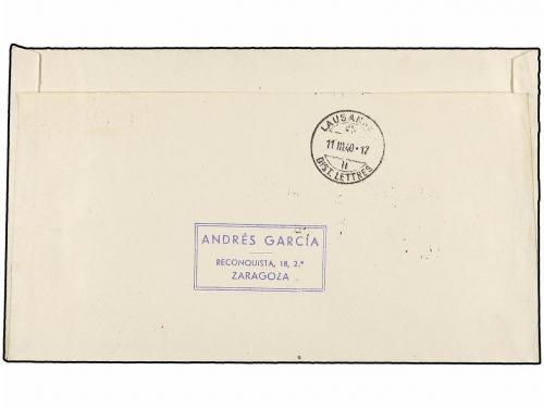 ✉ ESPAÑA: BENEFICENCIA. Ed. 34. 1940. ZARAGOZA a SUIZA. 70 c