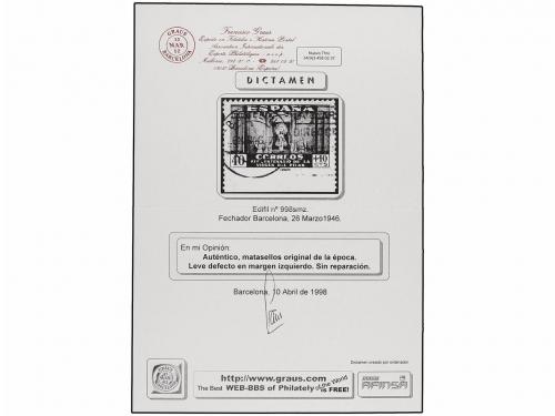 ° ESPAÑA. Ed. 998smz. 40 + 10 cts. verde y llila SIN DENTAR