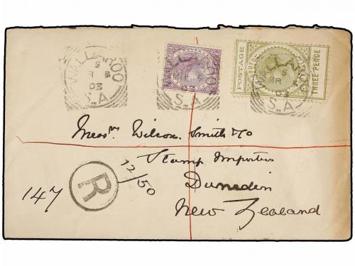 ✉ AUSTRALIA. 1903. WALLAROO to NEW ZEALAND. Registered cover