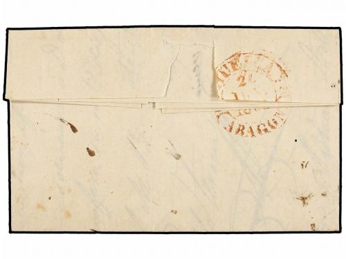 ¿ ESPAÑA. Ed. 6. 1851. BARBASTRO a HUESCA. 6 cuartos negro,