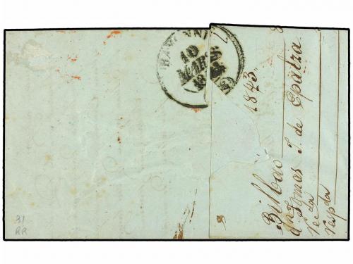 ¿ ESPAÑA: PREFILATELIA. 1843. BILBAO a FRANCIA. Marca PP en