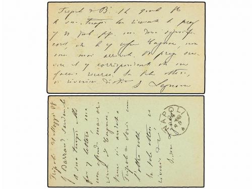 ✉ TRIPOLI. 1886-88. Dos Enteros Postales de ITALIA circulado