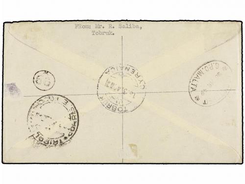 ✉ CIRENAICA. 1949 (18-III). TOBRUK a COSPISCUA (Malta). 3 d.