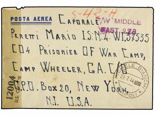 ¿ TRIPOLITANIA. 1944 (29-VII). MICHELE BIANCHI a USA. Sobre