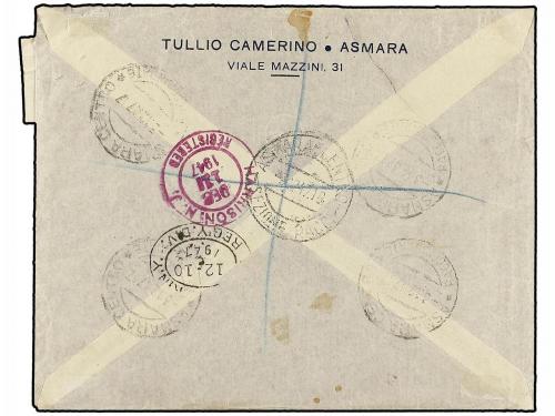 ¿ ERITREA. Sc. 8, 9, 13, 15. 1947 (3-XII). ASMARA a USA. 2 d