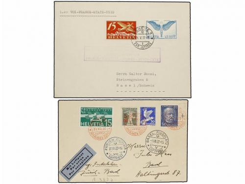 ✉ SUIZA. 1932-48. Cuatro PRIMEROS VUELOS. Zurich-Basel, Base