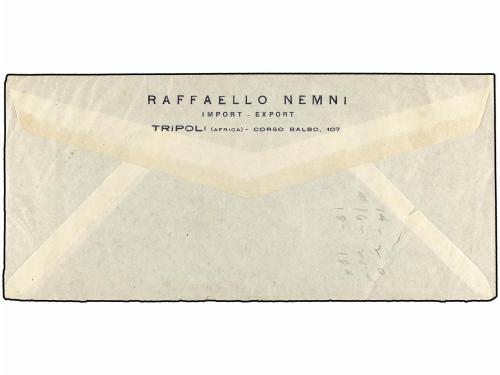 ✉ TRIPOLITANIA. 1951. TRIPOLI a NEW YORK. 1 mal. verde, 3 ma