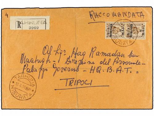 ✉ TRIPOLITANIA. Sa. 20 (2). 1950 (12-VIII). TARHUNA a TRIPOL