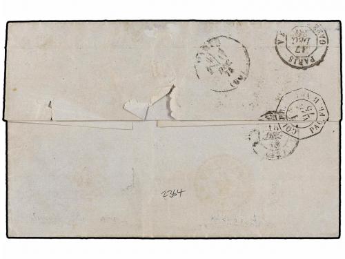 ✉ MARTINICA. 1875. MARTINIQUE a MARSELLA. 5 cts. verde, 15 c