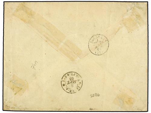 ✉ MARTINICA. 1868. ST. PIERRE a FRANCIA. 40 cts. naranja, ti