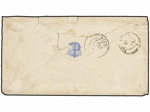 ✉ MARTINICA. 1874. PORT DE FRANCE a FRANCIA. 15 cts. bistre 