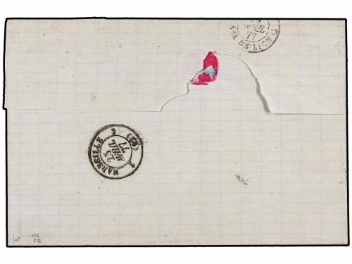 ✉ MARTINICA. 1877. ST. PIERRE a FRANCIA. 5 cts. verde (2) y 