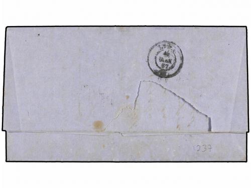 ¿ CHILE. Sc. 14 (2). 1867. VALPARAISO a LIMA. 5 cts. rojo, d