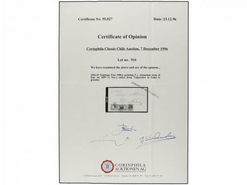 ✉ CHILE. Sc. 9c (4). 1859. VALPARAISO a LIMA. 5 ctvos. casta