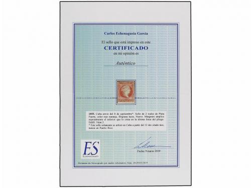 * CUBA. Ed. 9. 2 reales naranja, filigrana lazos, borde infe