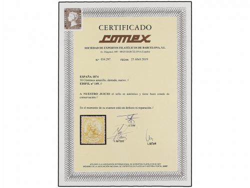 * ESPAÑA. Ed. 149. 50 cts. amarillo. Centraje perfecto. PIEZ