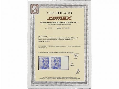 * ESPAÑA. Ed. 1052s (2). 45 cts. azul. Pareja SIN DENTAR. RA