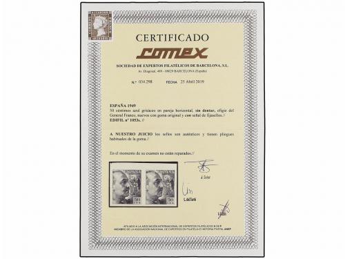 * ESPAÑA. Ed. 1053s (2). 50 cts. gris. Pareja SIN DENTAR, pl