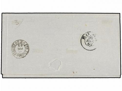 ¿ ITALIA. Sa. 2. 1862. LIVORNO a ROMA. 20 cts. azul, borde d