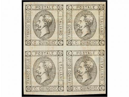 (*) ITALIA. Sa. 12. 1863. 15 cts. negro PRUEBAS DE MÁQUINA.