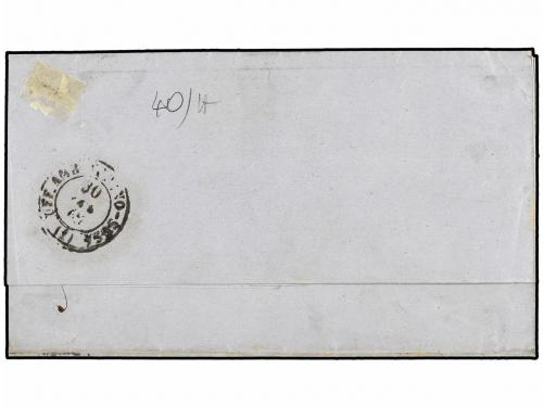 ¿ ITALIA. Sa. 3I + 15E. 1862. LIVORNO a LONDRES. 40 cts. car