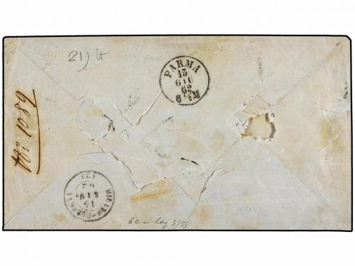 ¿ ITALIA. Sa. 3 (3). 1862. GÉNOVA a PARMA. 40 cts. rosa carm