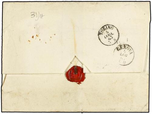 ¿ ITALIA. Sa. 4 (3). 1862. FIRENZE a SUFFOLK. 80 cts. amaril