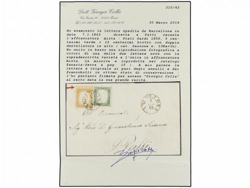 ¿ ITALIA. Sa. 1n + 13Ea. 1863. BARCELLONA a PATTI. 10 cts. b