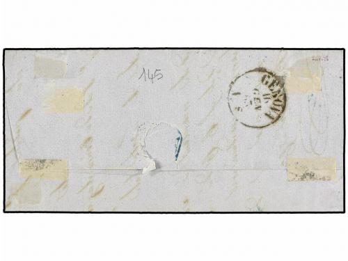 ✉ ITALIA. Sa. 11d. 1863. NOVARA a GÉNOVA. 15 cts. "celeste".