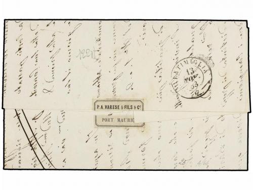 ✉ ITALIA. Sa. 13 (2) + 13E (2). 1863. PORTO MAURIZIO a NIZZA